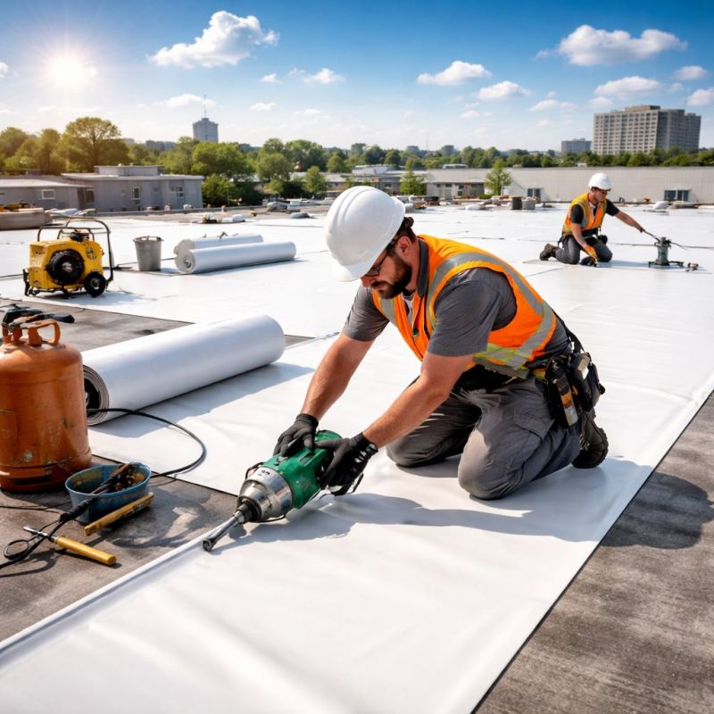 Single Ply Roof Installation in Plainville, CT