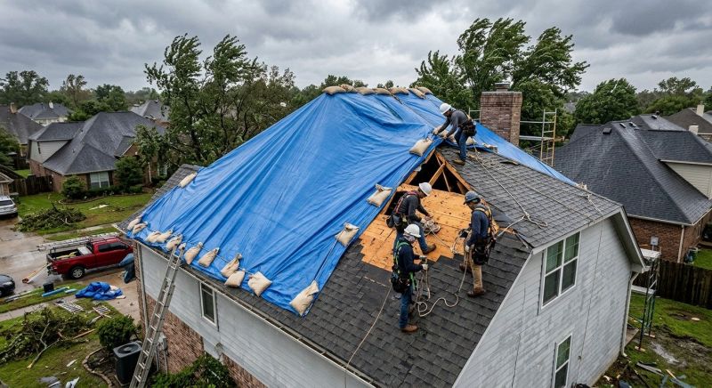 Storm Damage Roof Repair in Sandy Hook, CT