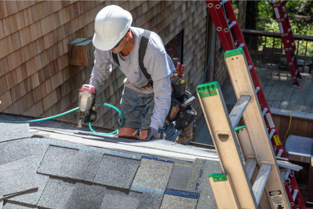 Installing asphalt roof on New Haven roof